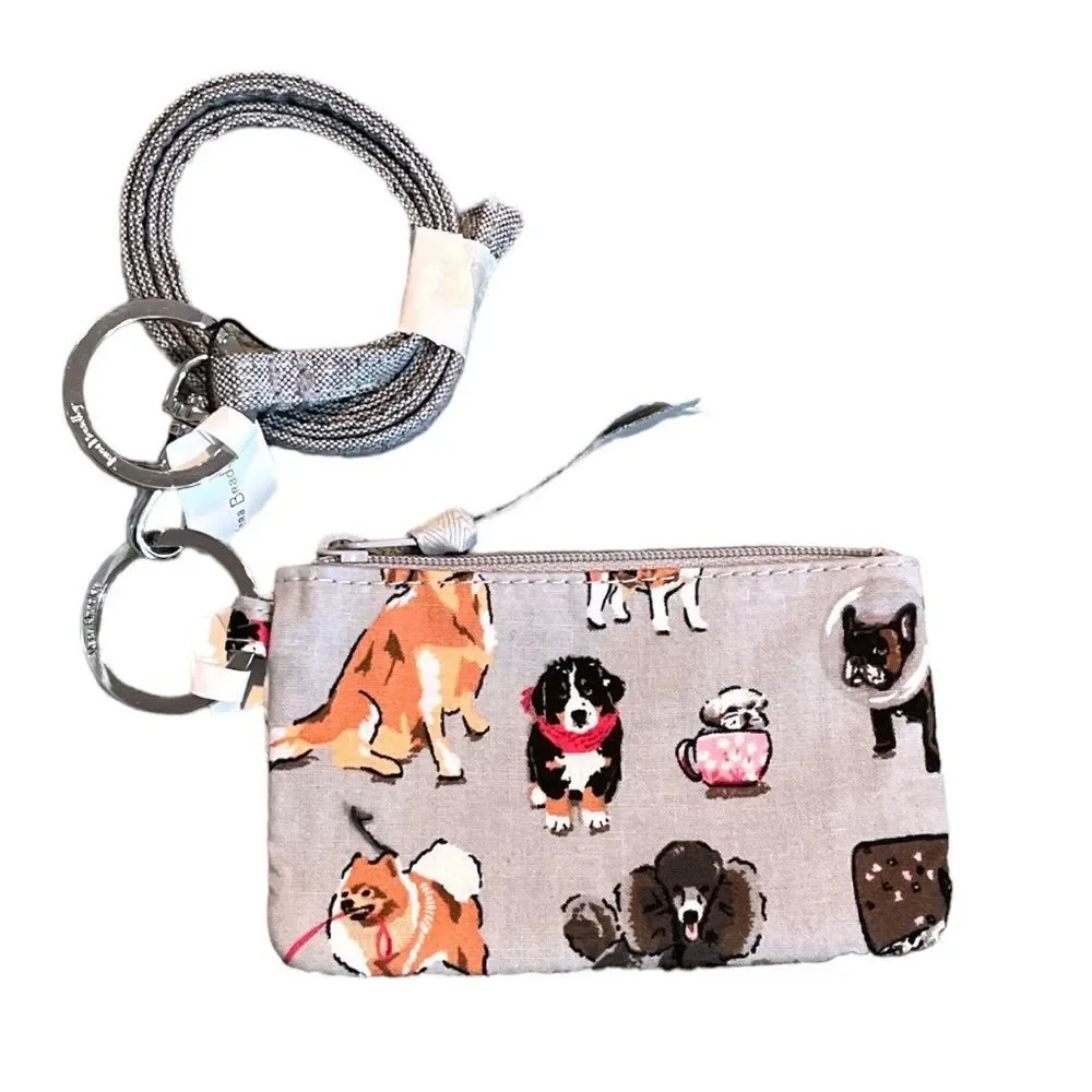 Vera Bradley Dog Show Zip ID and Lanyard Gray